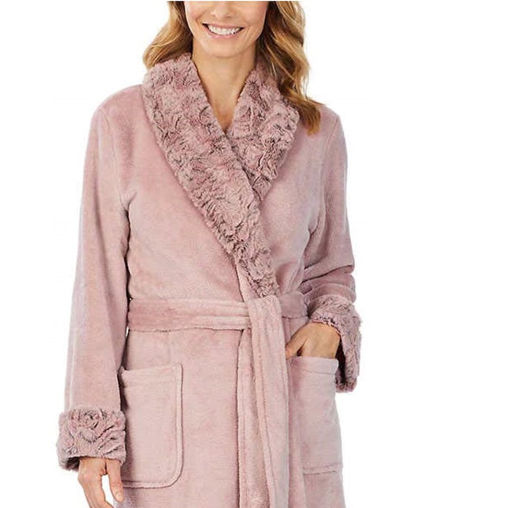 Carole Hochman Ladies' Plush Wrap Robe, Pink Large - Picture 3 of 4